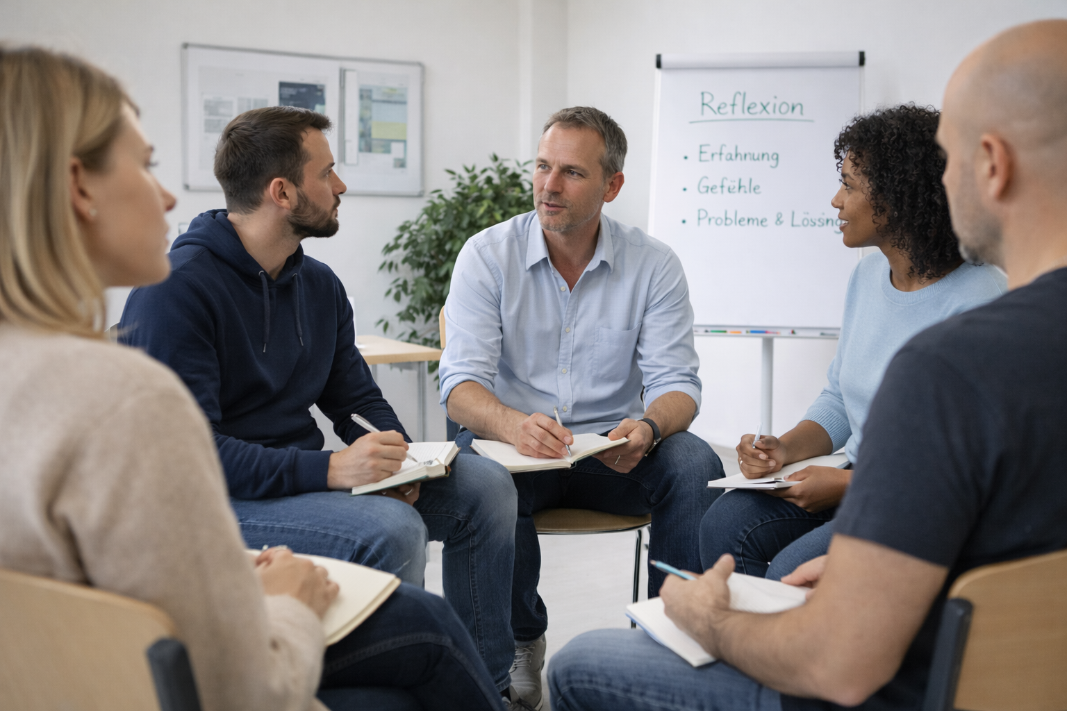 Workshop zu Konfliktmanagement und Deeskalation mit einer Gruppe Erwachsener